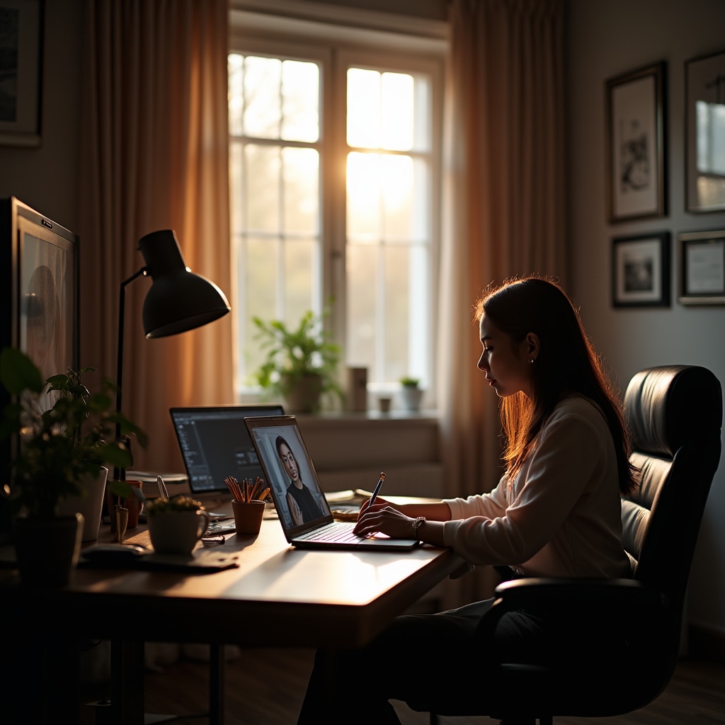 Home-based business owner working